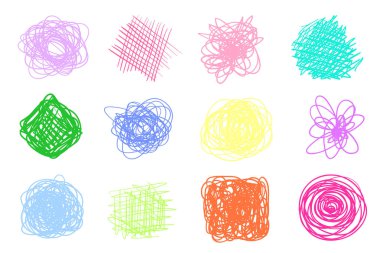 Beyaz karışık şekillerdeki. Kaos desen. Karalama kroki. Çizgiler bir dizi arka plan. Karmaşık kaotik doku. Sanat yaratma. Renkli resimde. Doodles'ın posterleri ve el ilanları