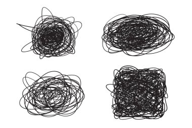 Beyaz karışık şekillerdeki. Kaos desen. Karalama kroki. Çizgiler bir dizi arka plan. Karmaşık kaotik doku. Sanat yaratma. Siyah beyaz resim. Doodles'ın poster ve el ilanı