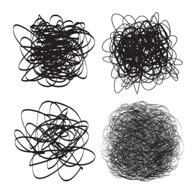Beyaz karışık şekillerdeki. Kaos desen. Karalama kroki. Çizgiler bir dizi arka plan. Karmaşık kaotik doku. Sanat yaratma. Siyah beyaz resim. Doodles'ın posterleri ve el ilanları