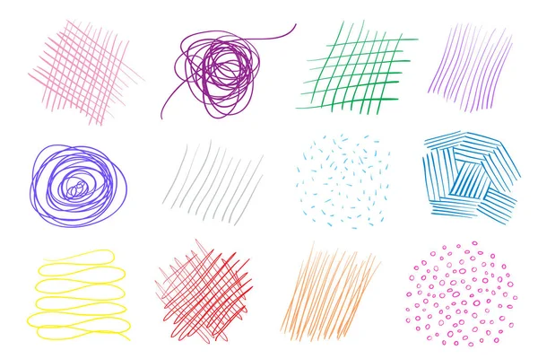Arrière Plans Avec Tableau Lignes Textures Chaotiques Complexes Sur Blanc — Image vectorielle
