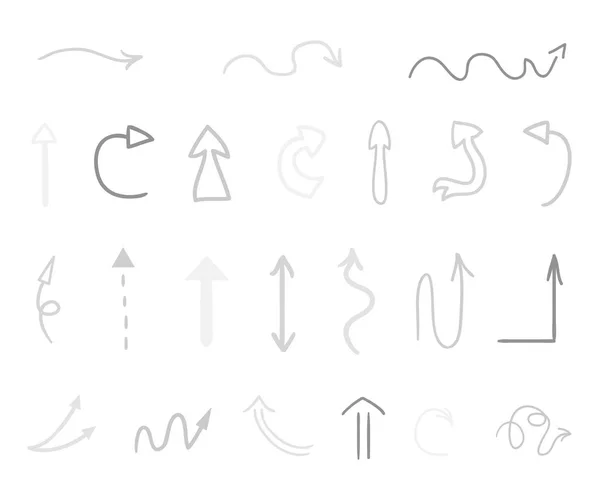 Elementos Infográficos Dibujados Mano Sobre Blanco Flechas Abstractas Arte Línea — Vector de stock