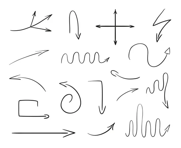 Elementi Infografici Disegnati Mano Bianco Frecce Astratte Linea Art Serie — Vettoriale Stock