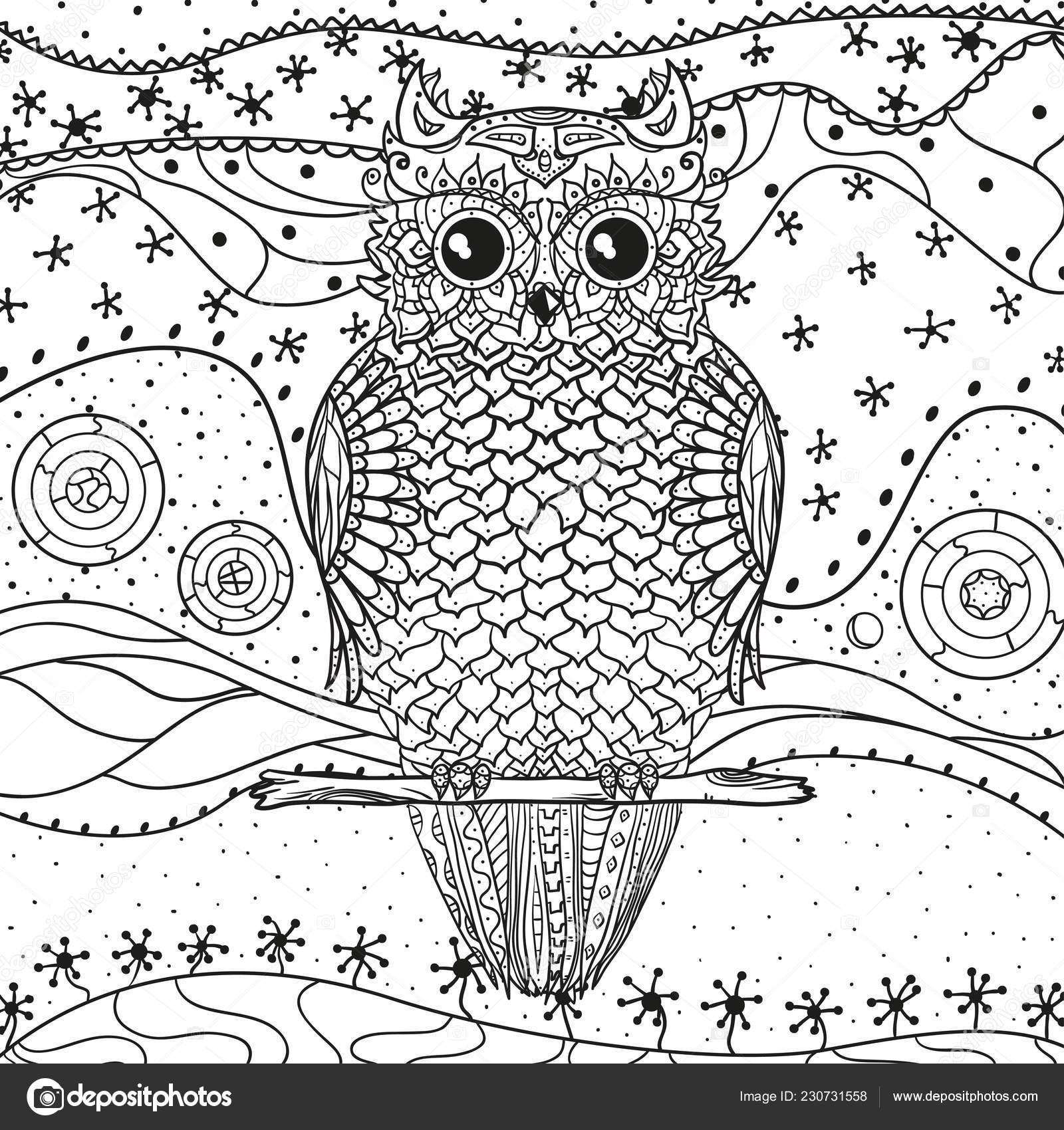 Download Mandala Owl Isolated White Zentangle Hand Drawn Abstract ...