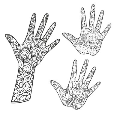 Soyut desenler yalıtım zemin üzerine elle. Yetişkinler için manevi rahatlama için tasarım. Zen sanat. Afiş, poster ve Tekstil için karalamalar. Siyah beyaz resim boyama