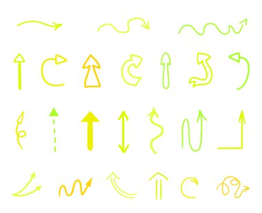İzole beyaz arka plan üzerinde renkli Infographic öğeleri. Elle çizilmiş basit oklar. Hat sanatı. Farklı işaretçi kümesi. Soyut göstergeleri