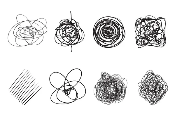 Verwarde Shapes Wit Chaos Patroon Krabbel Schets Achtergrond Met Scala — Stockvector