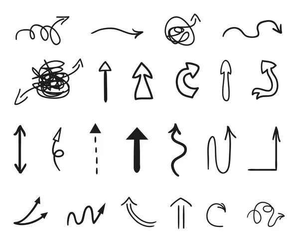 Рука Намалювала Інфографічні Елементи Білому Абстрактні Стрілки Лінійне Мистецтво Набір — стоковий вектор