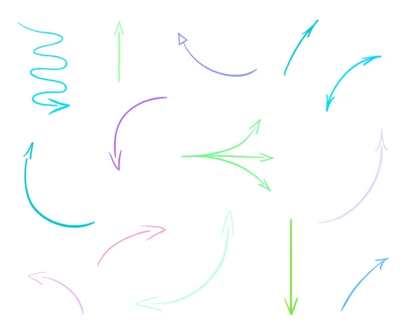 Elementi Infografici Colorati Fondo Bianco Isolato Frecce Semplici Disegnate Mano — Vettoriale Stock