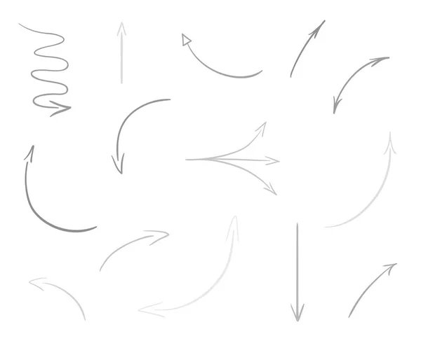 Elle çizilmiş Infographic öğeleri üzerinde beyaz. Soyut oklar. Hat sanatı. Farklı işaretlere kümesi. Siyah beyaz resim. Doodles'ın iş için