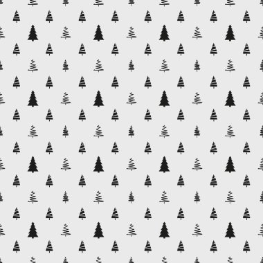 Noel ağaçları ile Seamless modeli. Soyut geometrik duvar kağıdı. Geometrik sanat. Tekstil, kumaş, basımcılık, posterler için baskı. Tebrik kartları. Siyah beyaz resim