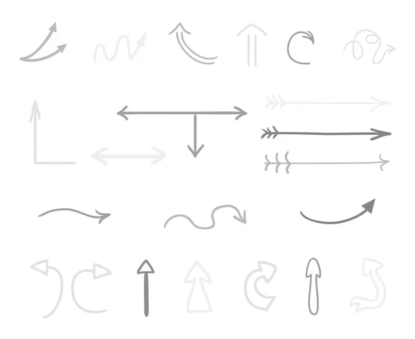 Elementos Infográficos Desenhados Mão Branco Flechas Abstratas Arte Linha Conjunto — Vetor de Stock