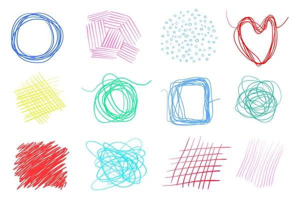 Formes Enchevêtrées Sur Blanc Lignes Dessinées Main Sur Fond Isolé — Image vectorielle