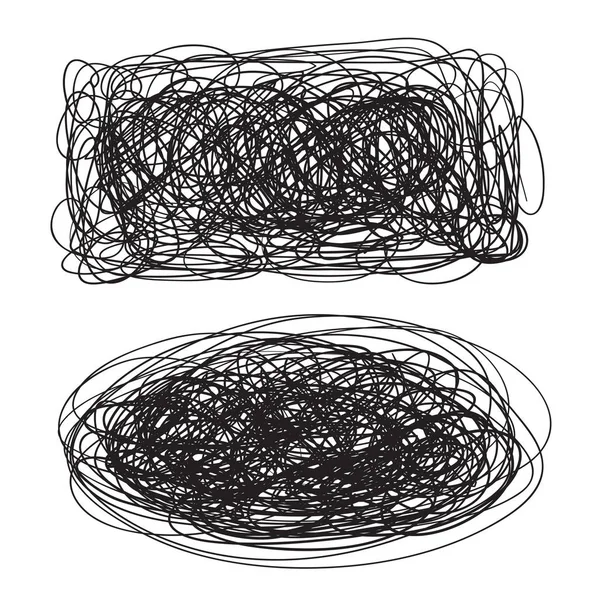 Formas Emaranhadas Branco Padrão Caos Esboço Rabiscos Antecedentes Com Várias —  Vetores de Stock