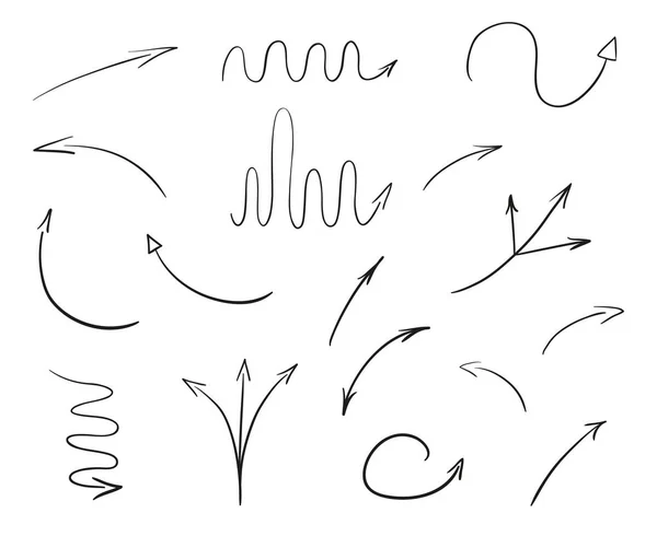 Elementos Infográficos Dibujados Mano Sobre Blanco Flechas Abstractas Arte Línea — Archivo Imágenes Vectoriales