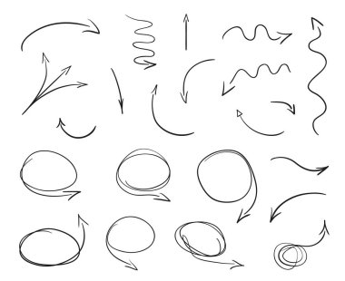 El çizimleri izole arka plan üzerinde çekilmiş. Tarama ile kaotik geometrik şekiller. Dalgalı karışık oklar. Siyah beyaz resim. Posterler ve el ilanları için öğeleri