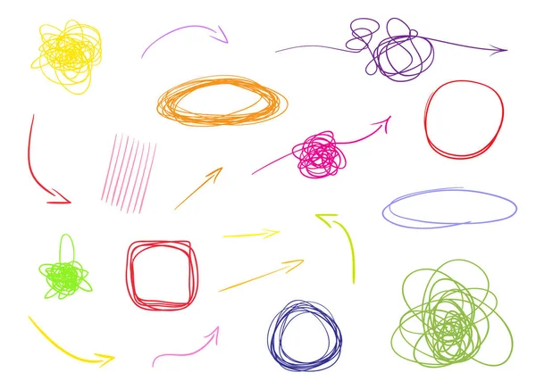 Elementos Infográficos Multicoloridos Sobre Fundo Branco Isolado Setas Simples Desenhadas — Vetor de Stock