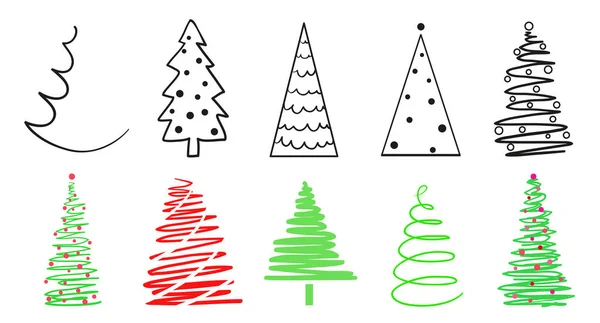 Árvores Natal Branco Conjunto Para Design Fundo Isolado Arte Geométrica — Vetor de Stock
