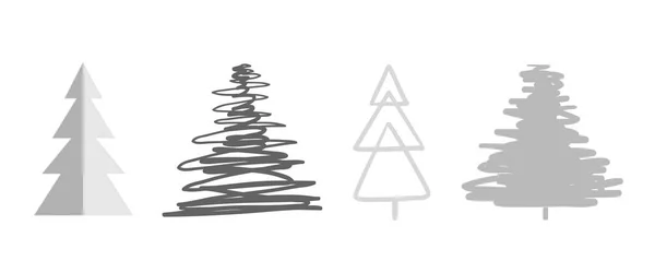 Vánoční Stromky Bílém Pozadí Nastavit Pro Ikony Izolované Pozadí Geometrického — Stockový vektor