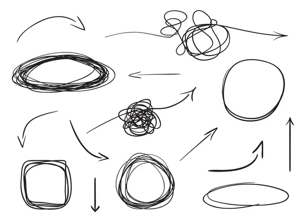 Elementos Infográficos Dibujados Mano Sobre Blanco Flechas Abstractas Arte Línea — Vector de stock