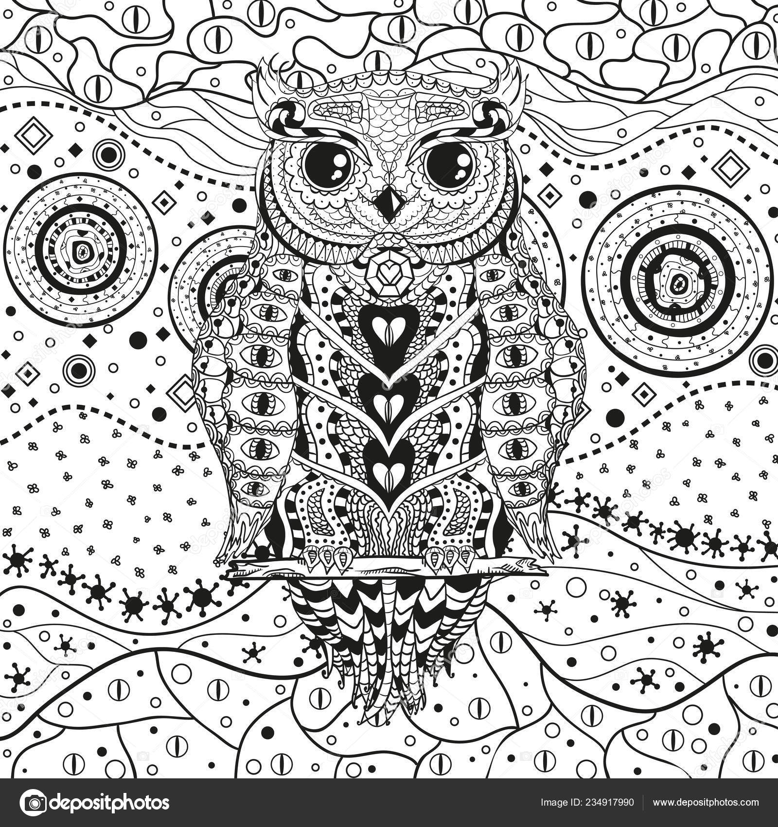 Download Mandala Owl White Zentangle Hand Drawn Abstract Patterns ...