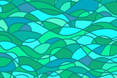 Yüzey soyut deniz duvar kağıdı. Dalgalı deniz arka plan. Mozaik Desen dalgalar ile. Çeşitli renklerde döşenmiş doku. Dekoratif zemin