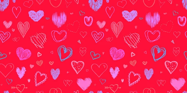 Fond Dessiné Main Avec Des Coeurs Papier Peint Grungy Sans — Image vectorielle