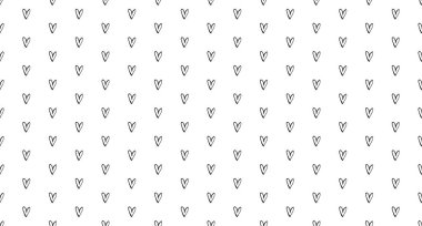 El ile kalpleri arka plan çekilmiş. Sorunsuz duvar kağıdı yüzeyinde. Kaotik doku ile birçok aşk işaret. Güzel desen. Hat sanatı. Afiş, el ilanı veya poster yazdırma. Siyah beyaz resim