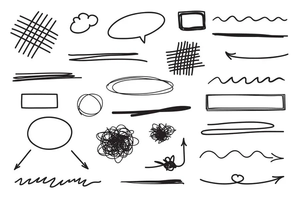 Elementos Infográficos Dibujados Mano Sobre Blanco Flechas Abstractas Arte Línea — Vector de stock