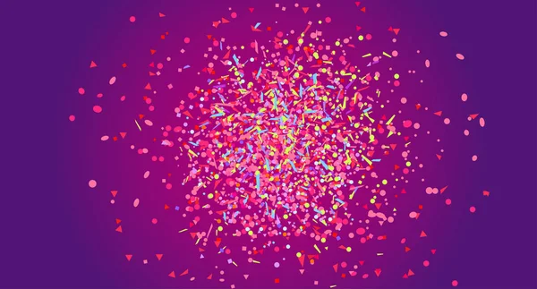 Feestelijke Patroon Met Willekeurige Geometrische Elementen Gekleurde Achtergrond Met Confetti — Stockvector