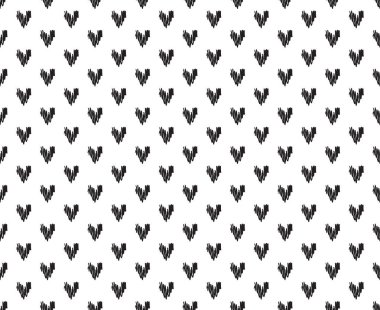 El ile kalpleri arka plan çekilmiş. Sorunsuz duvar kağıdı yüzeyinde. Kaotik doku ile birçok aşk işaret. Güzel desen. Hat sanatı. Afiş, el ilanı veya poster yazdırma. Siyah beyaz resim