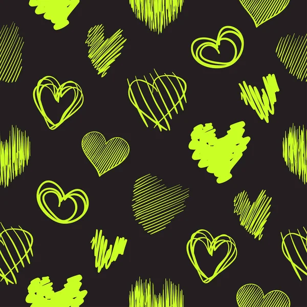 Fondo Dibujado Mano Con Corazones Colores Fondo Pantalla Grueso Sin — Vector de stock