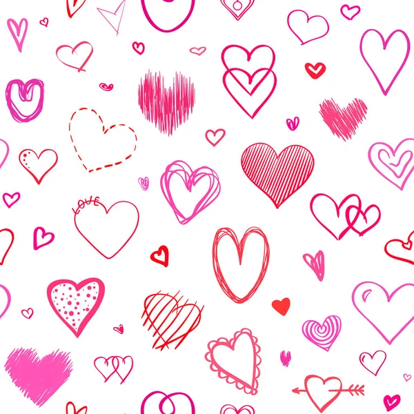 Fondo Dibujado Mano Con Corazones Colores Fondo Pantalla Grueso Sin — Vector de stock