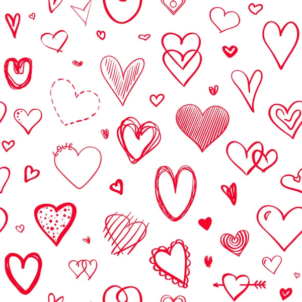 Fondo Dibujado Mano Con Corazones Colores Fondo Pantalla Grueso Sin — Vector de stock