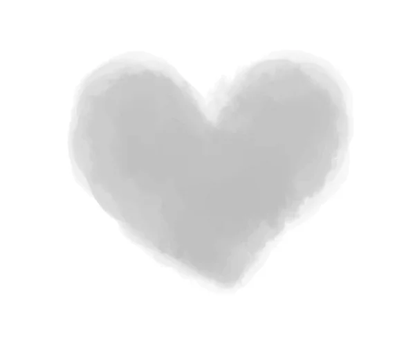 水彩数字心脏在白色 在孤立的背景上的水针斑点 模糊的污渍 用于设计和工作的手绘点 黑色和白色插图 — 图库矢量图片
