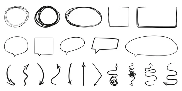 Handgezeichnete Rahmen Auf Weiß Abstrakte Rahmenbedingungen Zeilenkunst Satz Von Verschiedenen — Stockvektor