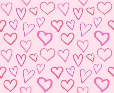 El arka plan renkli kalpler ile çekilmiş. Yüzey üzerinde sorunsuz grungy duvar kağıdı. Aşk işaretleri ile doku soyut. Güzel desen. Afiş, el ilanı veya poster yazdırma. Renkli resimde