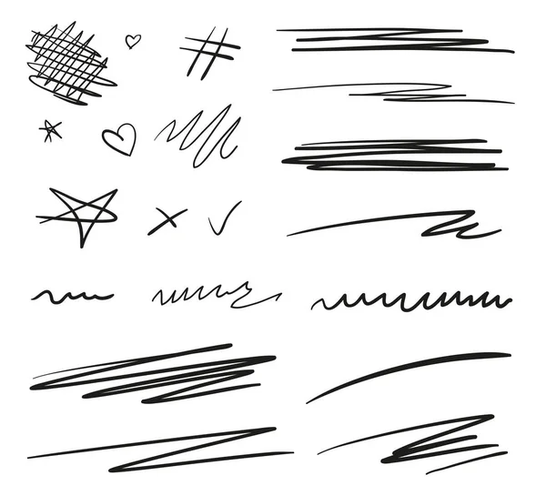 Backgrounds Array Lines Stroke Chaotic Backdrops Hand Drawn Patterns Black — Stock Vector