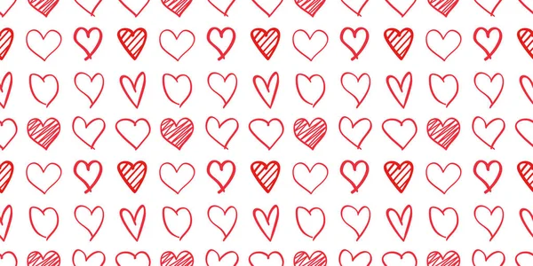 Hand drawn background with colored hearts. Seamless grungy wallpaper on surface. Abstract texture with love signs. Lovely pattern. Line art. Print for banner, flyer or poster. Colorful illustration — Stock Illustration Hand Drawn Background Colored Hearts Seamless Grungy Wallpaper Surface Abstract Stock Vector