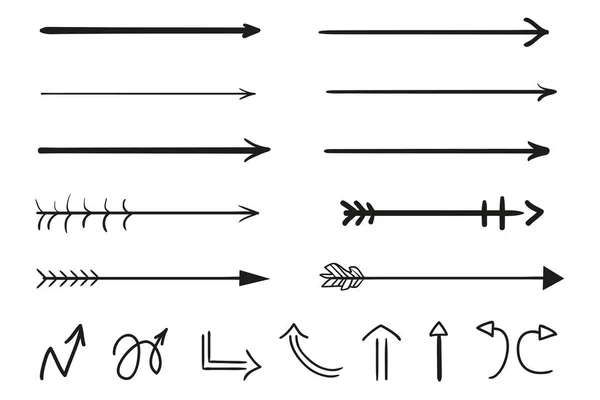 Elementos Infográficos Sobre Fundo Isolamento Setas Desenhadas Mão Sobre Branco — Vetor de Stock