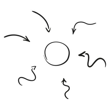Infographic öğeleri yalıtım arka plan üzerinde. Oklar topluluğu. Tasarım için işaretler. Elle çizilmiş basit işaretçiler. Hat sanatı. Soyut daire. Doodles'ın iş için