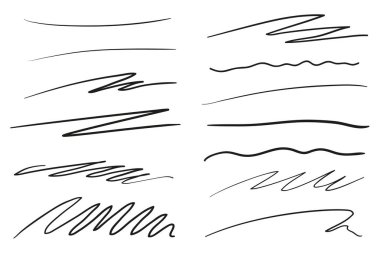 Elle çizilmiş beyaz alt çizgileri yazı. Arka çizgiler bir dizi. Kontur kaotik desenleri. Siyah beyaz resim. Posterler ve el ilanları için yarım yamalak öğeleri