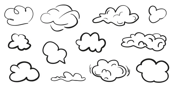 Abstrakte Wolken Auf Isoliertem Hintergrund Skizzenhafte Kritzeleien Auf Weiß Handgezeichnete — Stockvektor