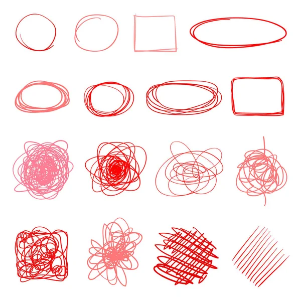 Hand Drawn Colored Shapes White Abstract Frameworks Line Art Set — Stock Vector