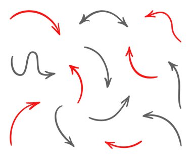 Infographic unsurlar izole beyaz arka plan üzerinde. Elle çizilmiş basit oklar. Hat sanatı. Farklı işaretçi kümesi. Soyut göstergeleri. Doodles'ın resim için