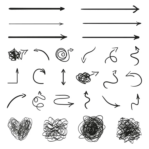 Elementos Infográficos Isolados Branco Conjunto Diferentes Sinais Indicadores Elementos Esboçados — Vetor de Stock