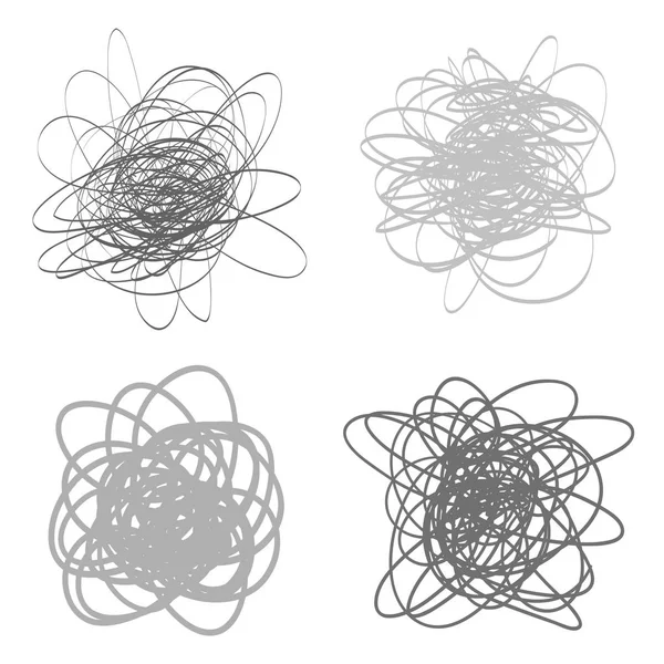 Formes Enchevêtrées Sur Blanc Des Lignes Chaotiques Abstraites Des Gribouillis — Image vectorielle