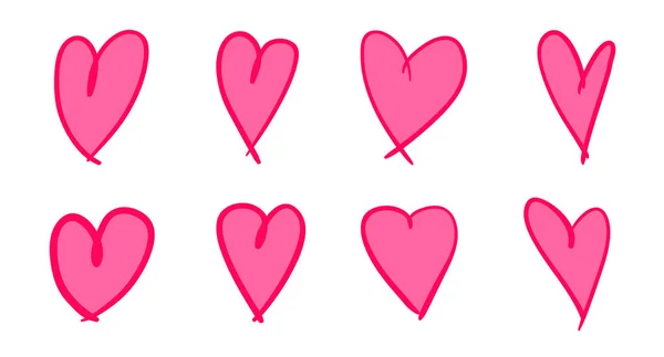 Zole Beyaz Arka Plan Üzerinde Renkli Kalpler Elle Çizilmiş Aşk — Stok Vektör