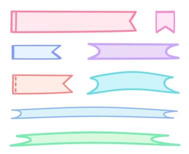 Soyut kurdele. İzolasyon arka planında renkli elementler. Beyaz üzerine renkli kurdeleler