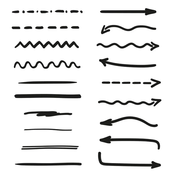 Elementos Infográficos Sobre Fundo Branco Isolado Sublinhantes Flechas Desenhadas Mão — Vetor de Stock