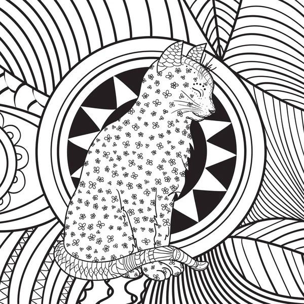 Кот Абстрактном Квадратном Шаблоне Ручной Рисунок Абстрактные Узоры Фоне Изоляции — стоковый вектор
